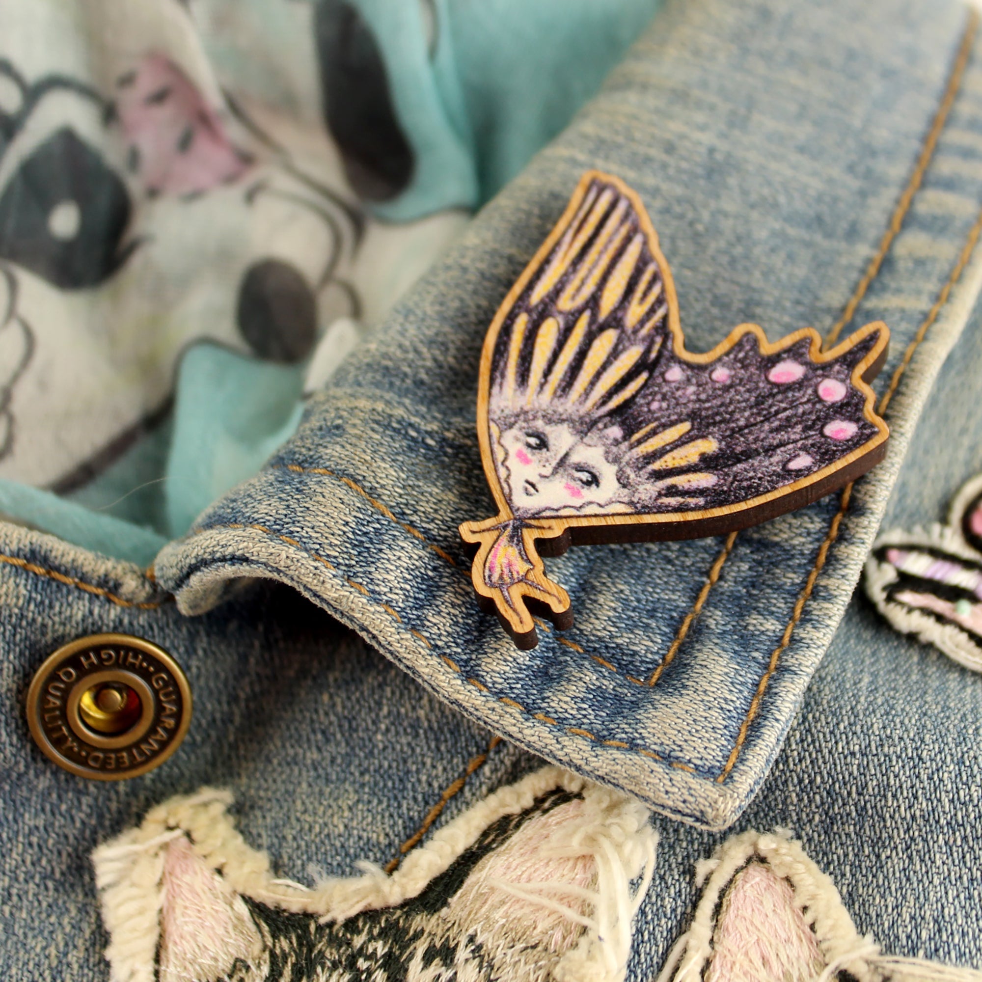 Golden Wings the Butterfly Girl Brooch