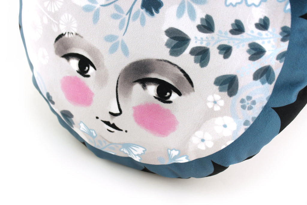 Moon Girl Cushion - Large velvet throw pillow