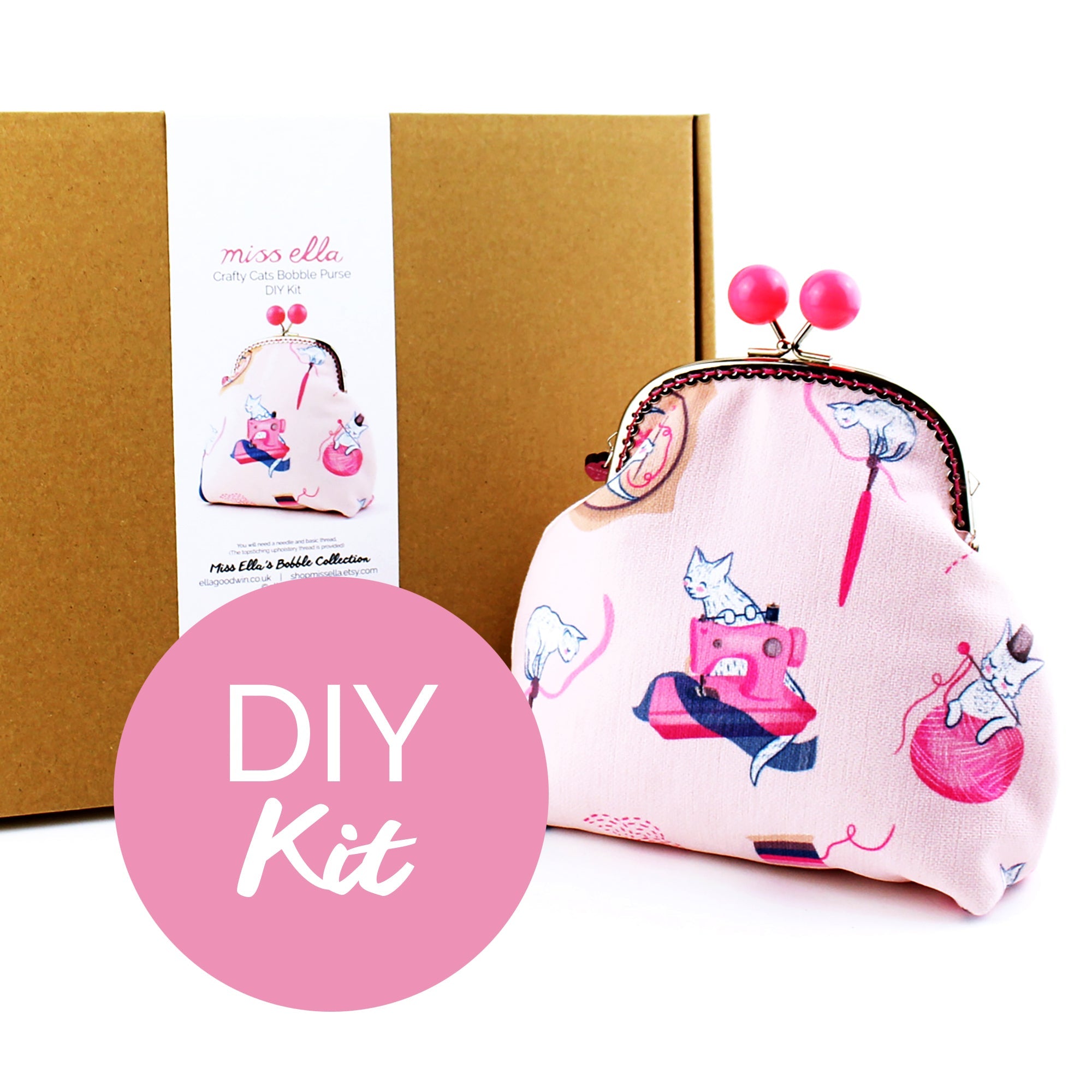DIY KIT - Sewing Cats Jumbo Bobble Purse