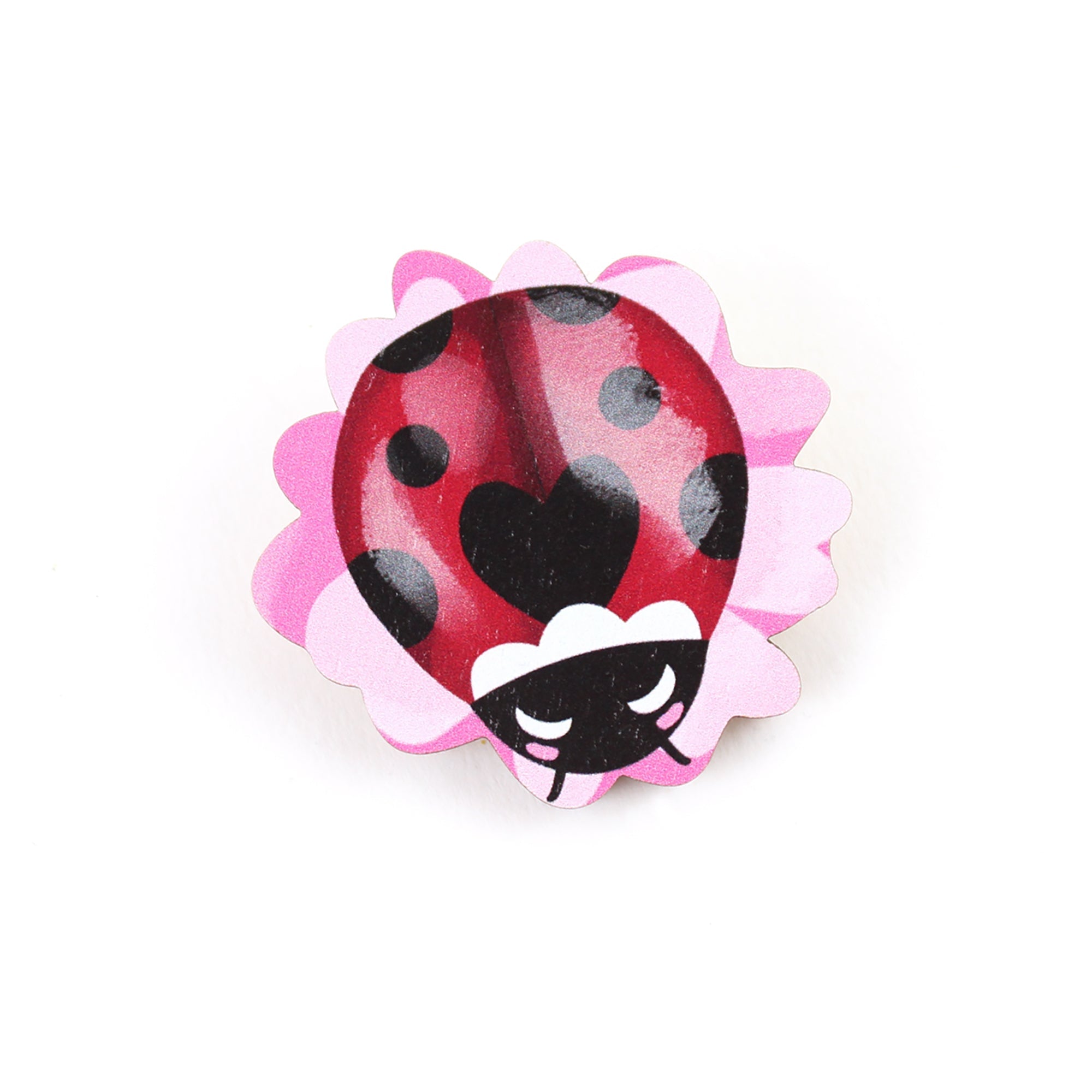 Ladybird Brooch SLIGHT SECOND - ladybug wooden pin