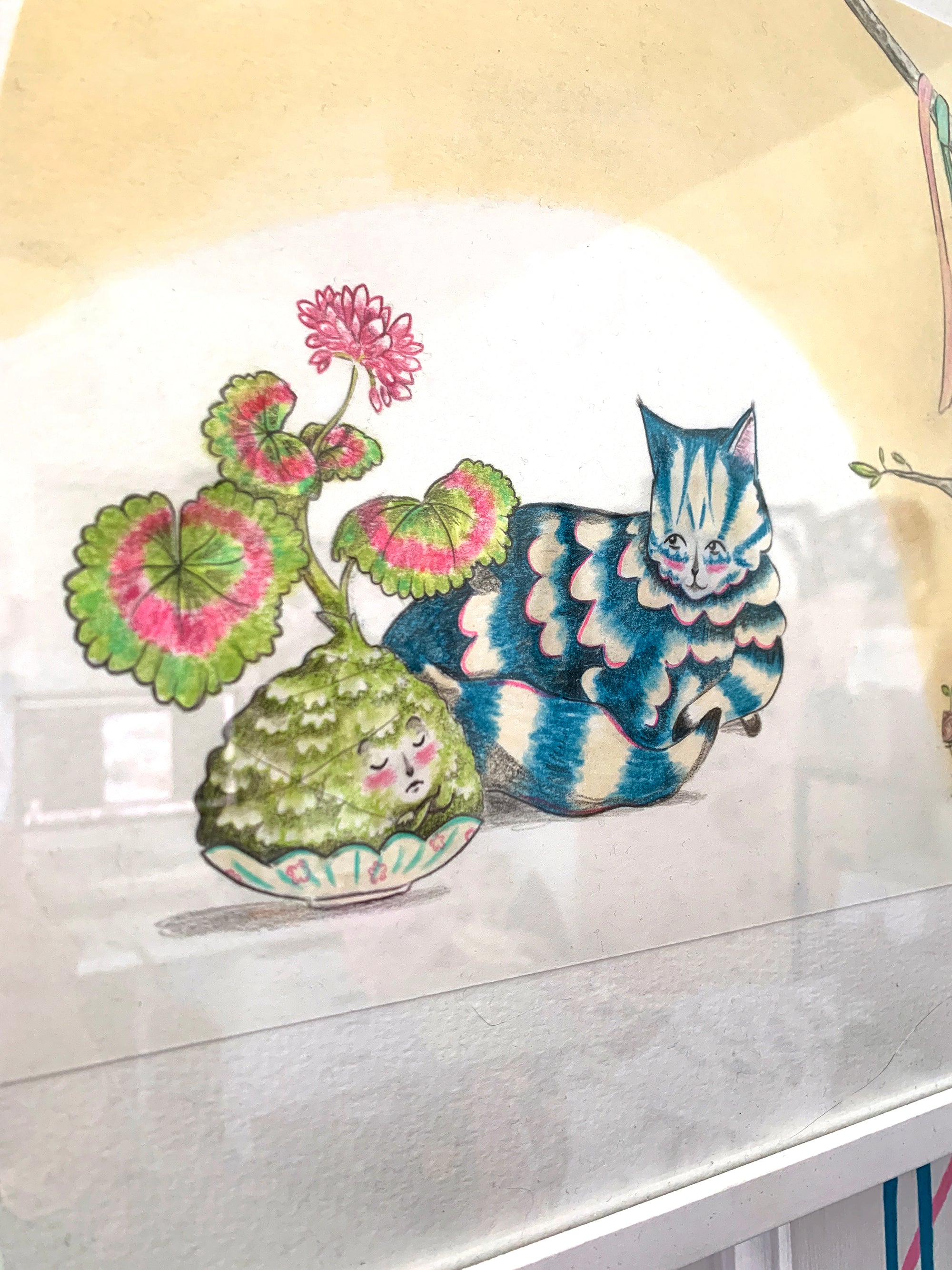 "Sewing Squirrel" - Original Illustration from 'The Cat and the Kokedama'