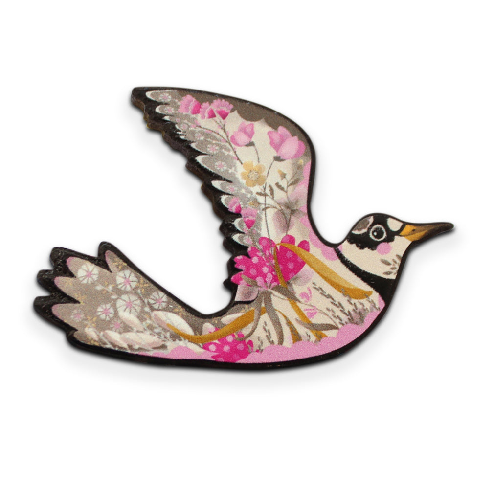 Floral Bird Brooch - Ringed Plover