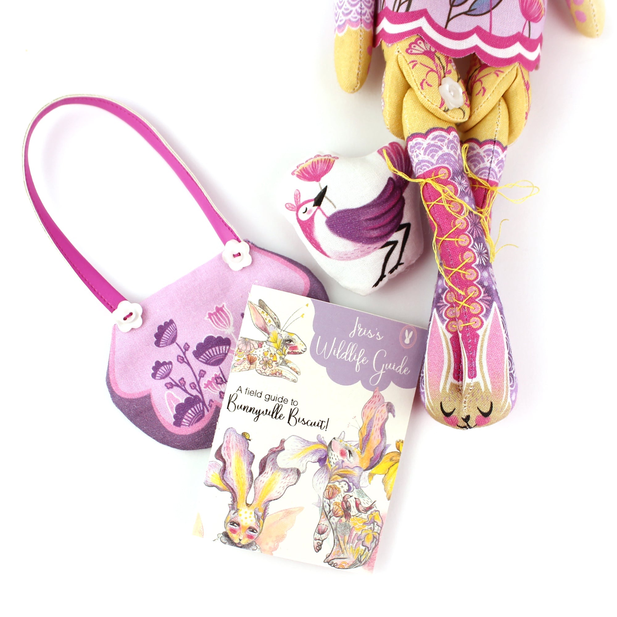 Iris the Flower Bunny with 12 page Handmade Illustrated Mini Book