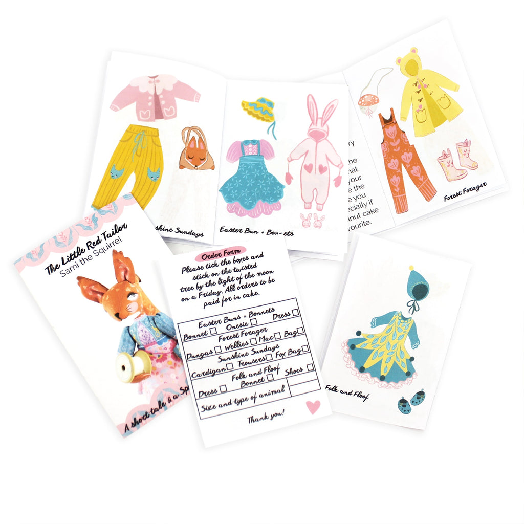 DIY Kit - Sami the Sewing Squirrel with 12 page Handmade Illustrated Mini Book - FREE UK SHIPPING