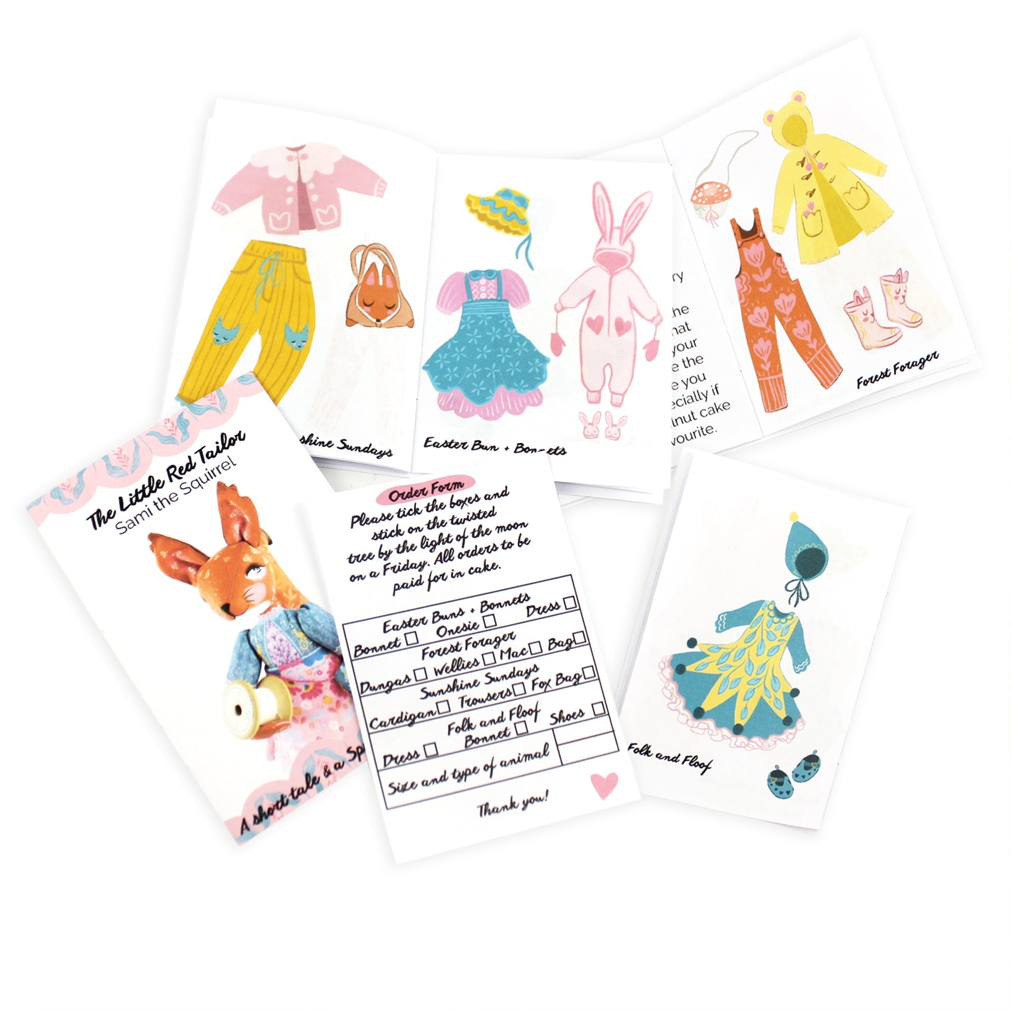 DIY Kit - Sami the Sewing Squirrel with 12 page Handmade Illustrated Mini Book - FREE UK SHIPPING
