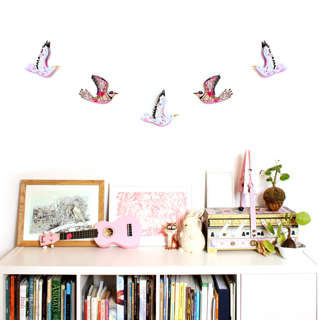 6 Bird Bunting DIY KIT - paper decorations - Floral Sea Gulls and Ringed Plover