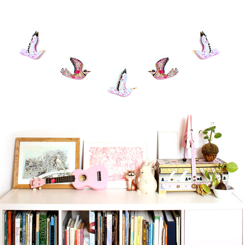 6 Bird Bunting DIY KIT - paper decorations - Floral Sea Gulls and Ringed Plover