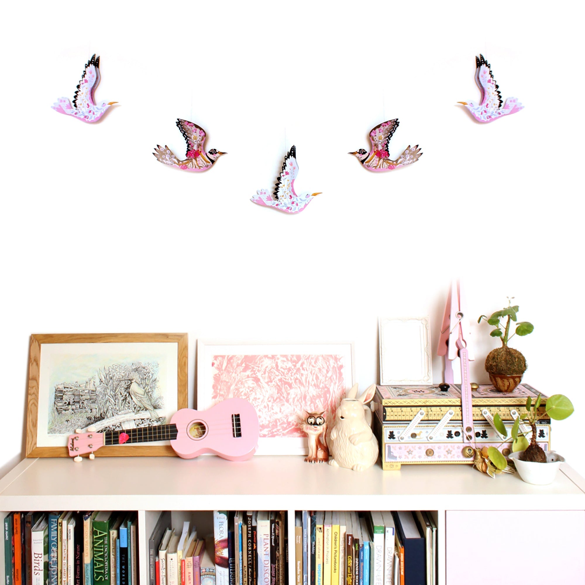 6 Bird Bunting DIY KIT - paper decorations - Floral Sea Gulls and Ringed Plover