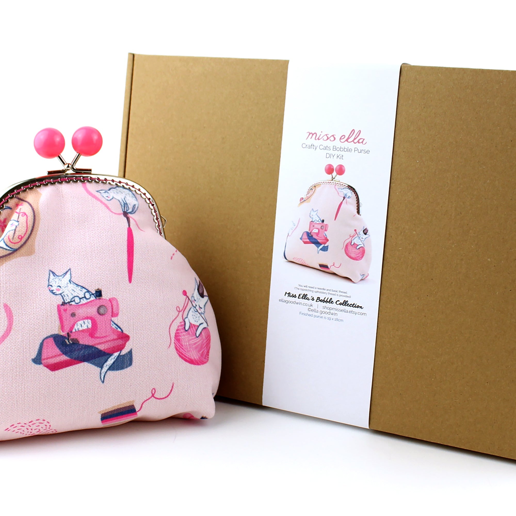 DIY KIT - Sewing Cats Jumbo Bobble Purse