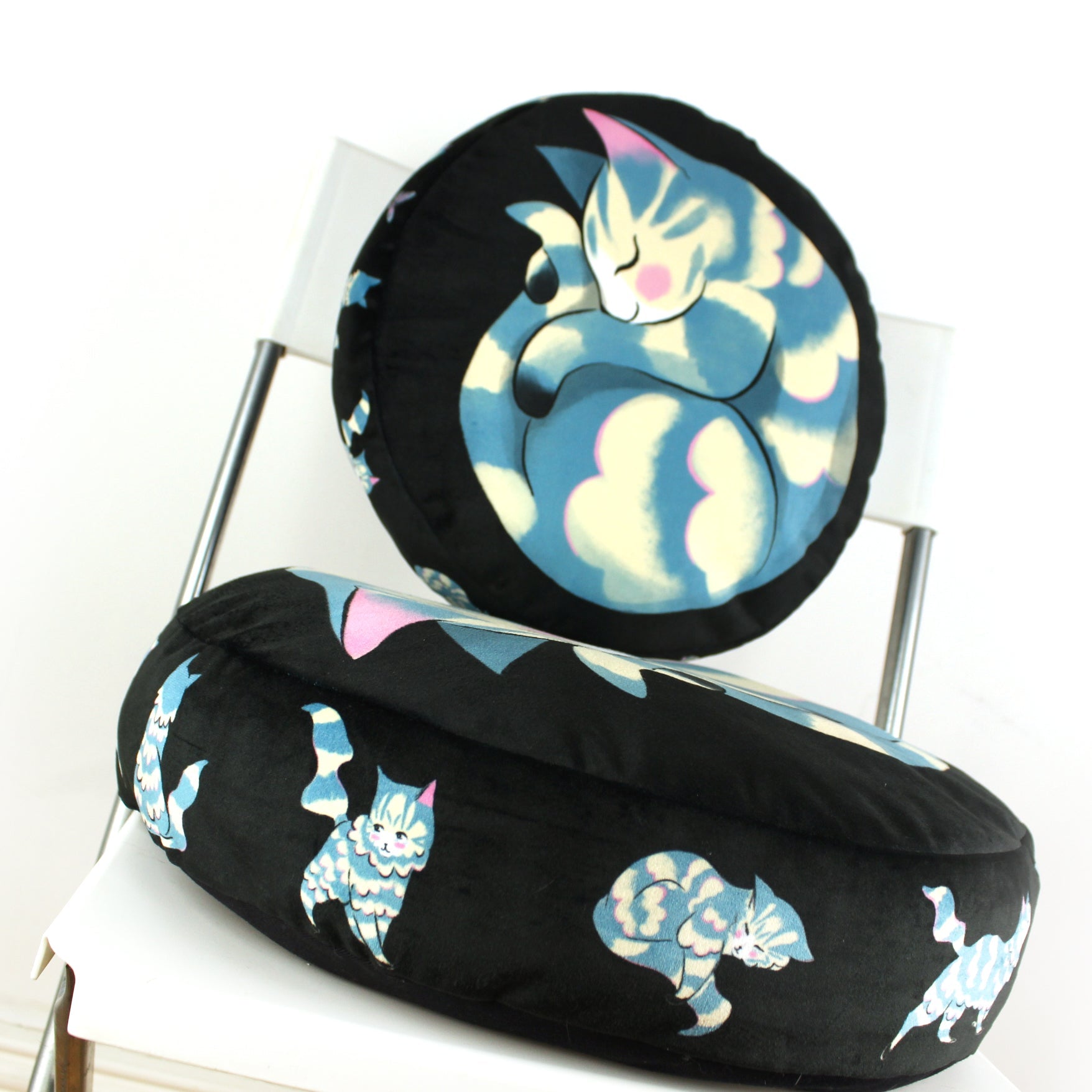 Cat Cushion (Large ) - Curled up Blue Tabby Cat