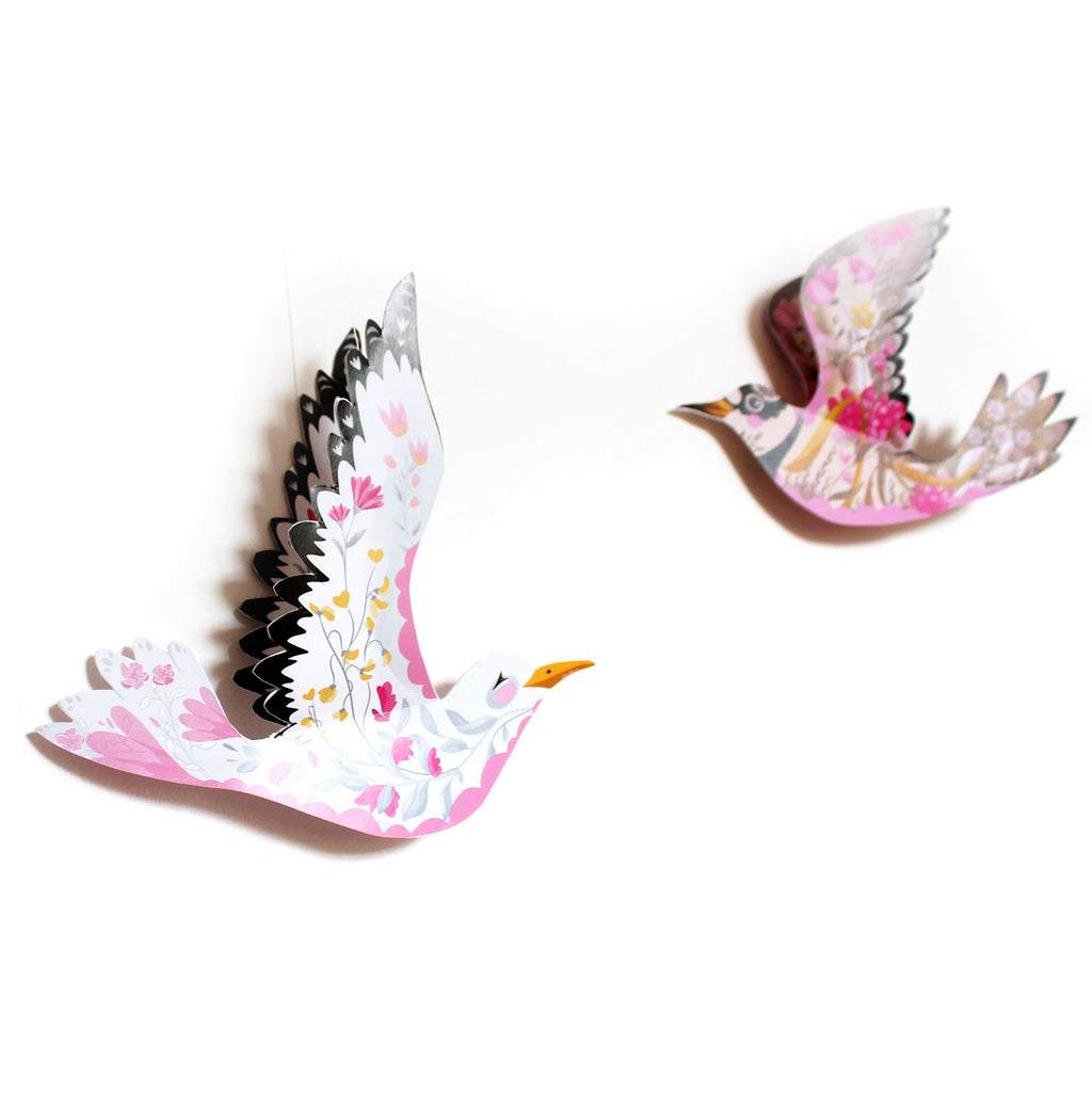 6 Bird Bunting DIY KIT - paper decorations - Floral Sea Gulls and Ringed Plover