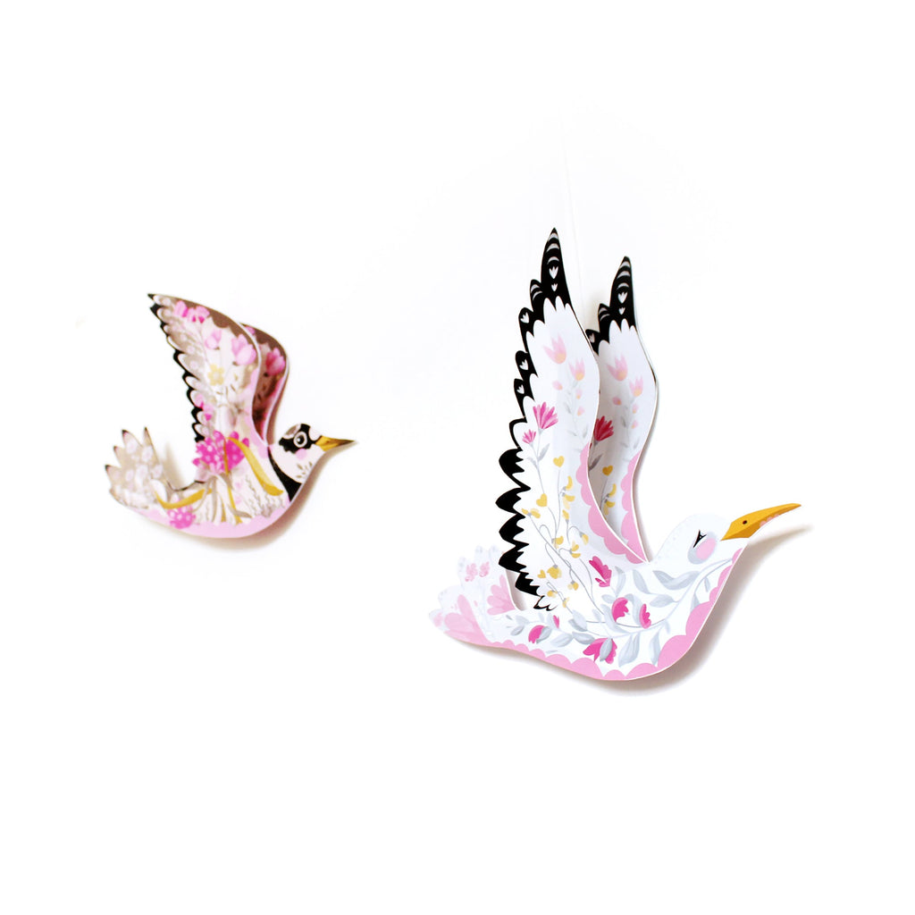 6 Bird Bunting DIY KIT - paper decorations - Floral Sea Gulls and Ringed Plover