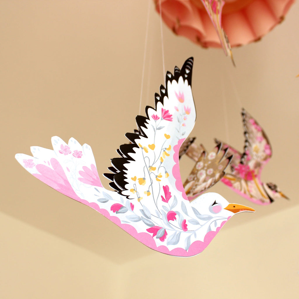 6 Bird Bunting DIY KIT - paper decorations - Floral Sea Gulls and Ringed Plover