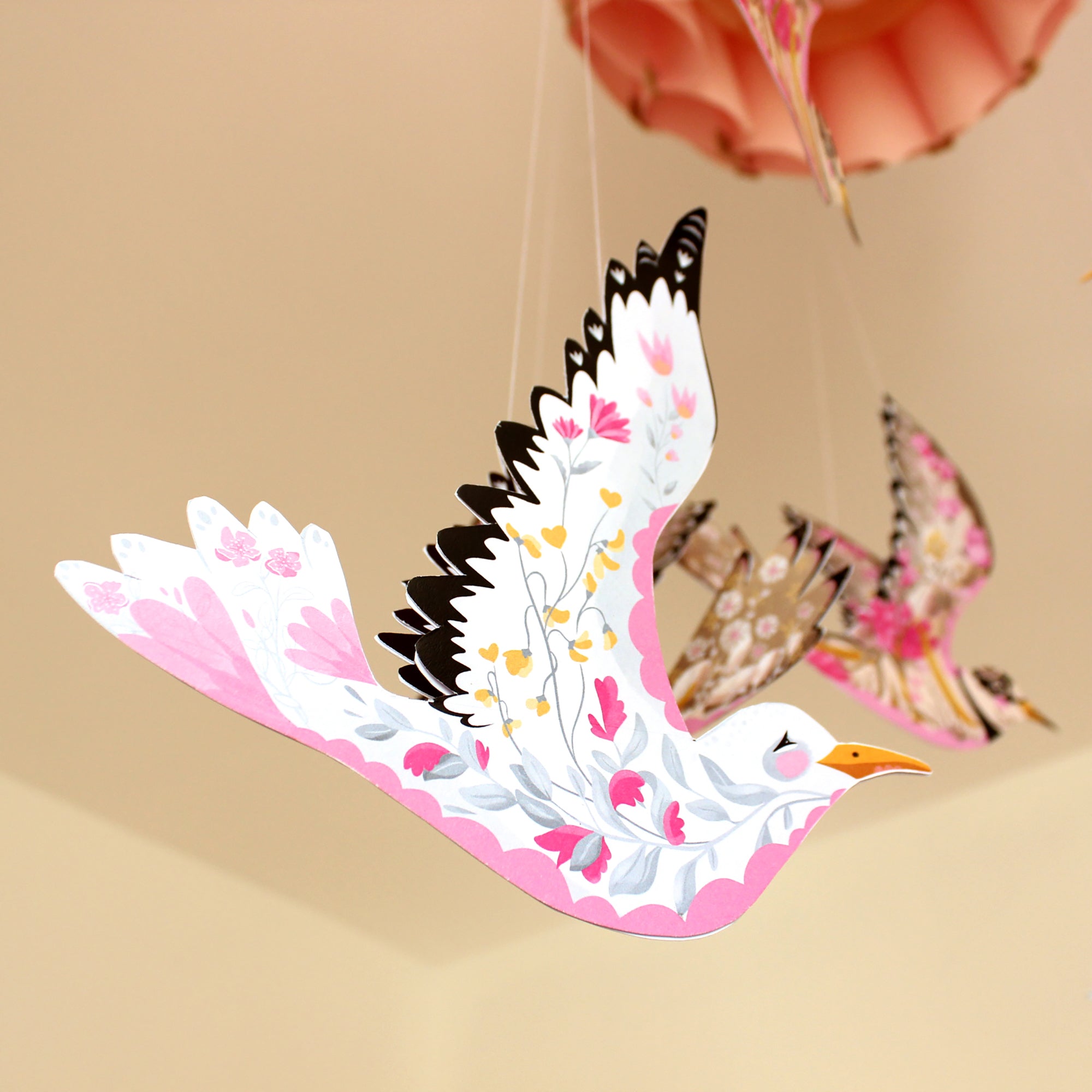 6 Bird Bunting DIY KIT - paper decorations - Floral Sea Gulls and Ringed Plover