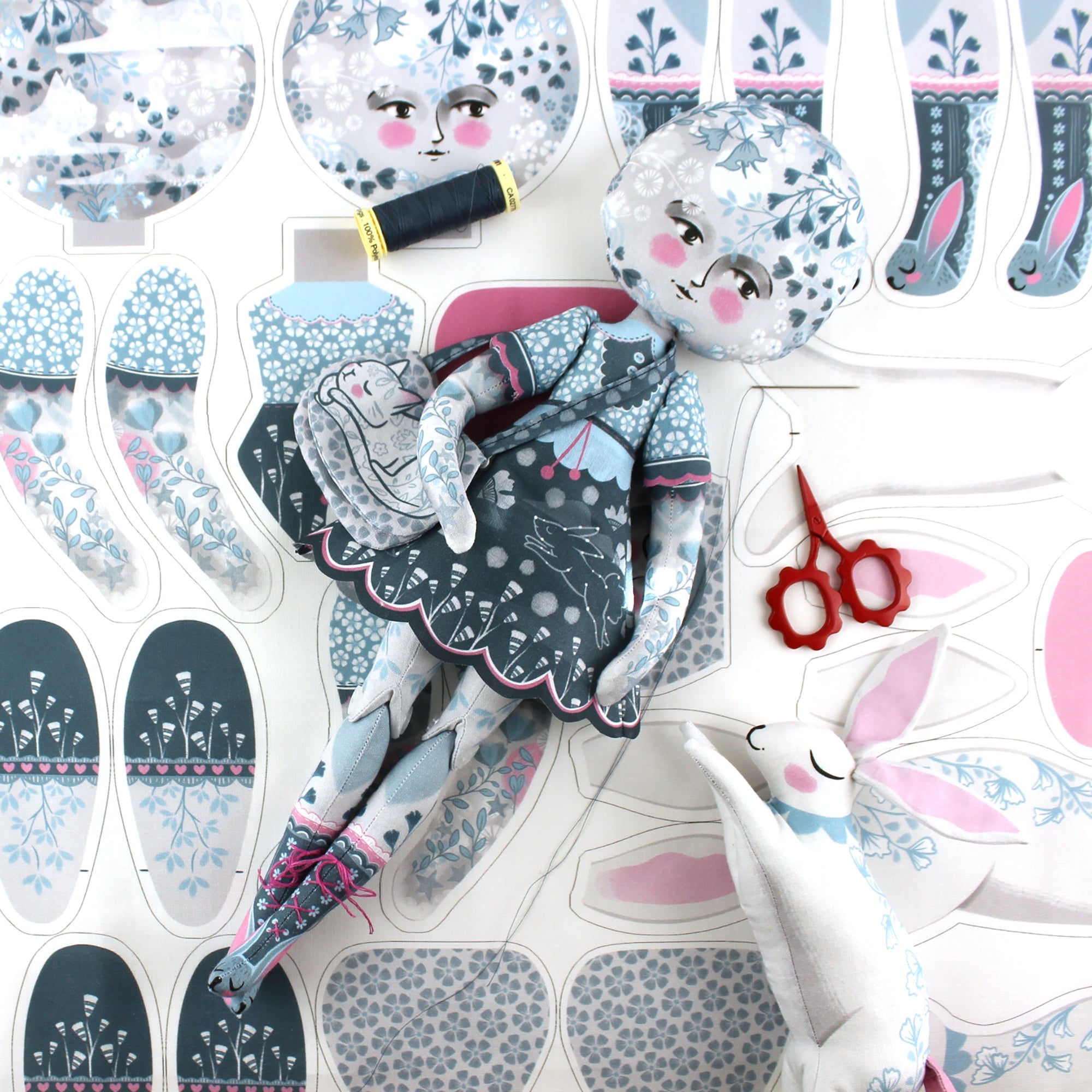 DIY Kit - Moon Girl and Ruby Rabbit with 12 page Mini Story book - FREE UK SHIPPING