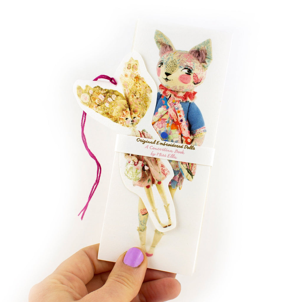 Concertina Book of Embroidered Art Dolls, Embroidery and Details - with FREE BOOKMARK