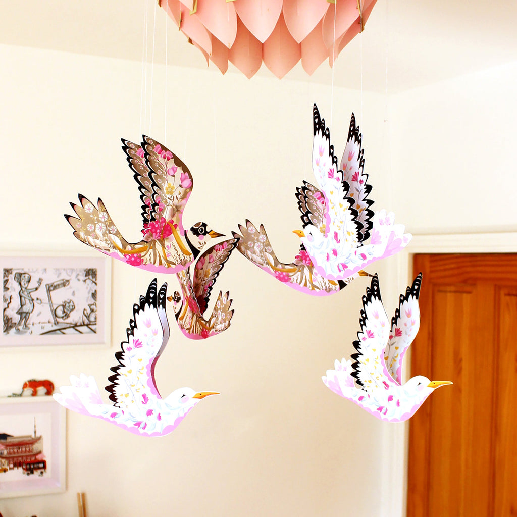 6 Bird Bunting DIY KIT - paper decorations - Floral Sea Gulls and Ringed Plover