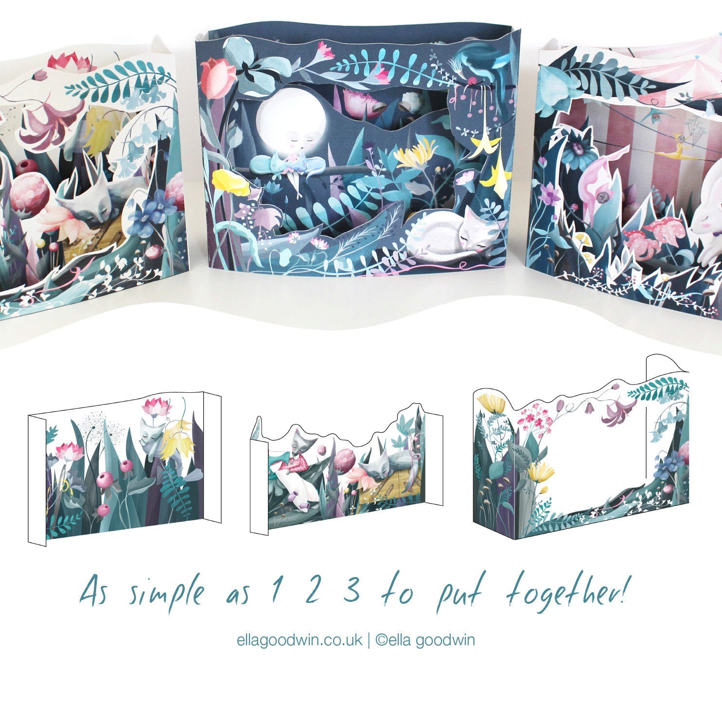 Cat Moon Diorama Book (Makes up 3 dioramas)