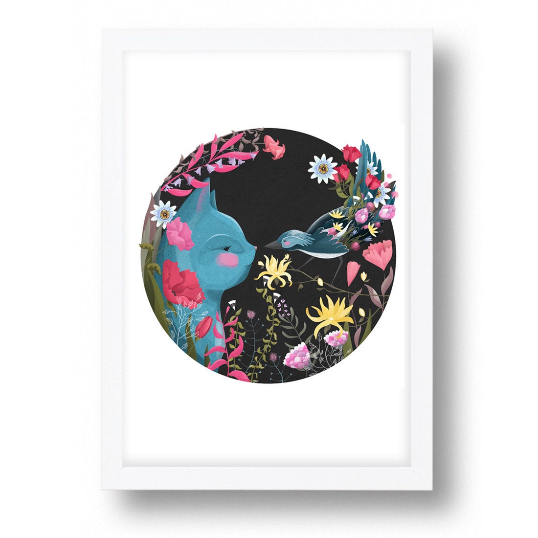 Cat and Bird Print