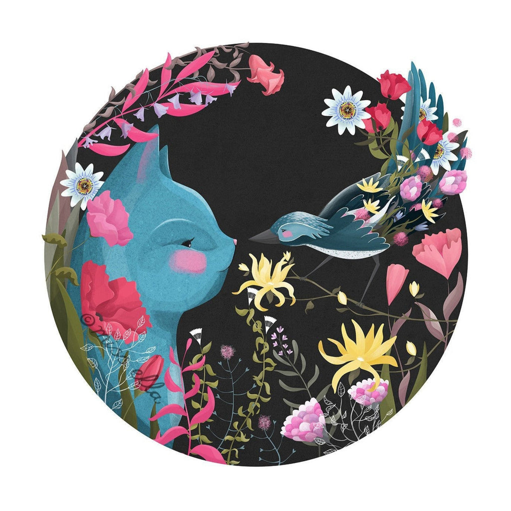 Cat and Bird Print