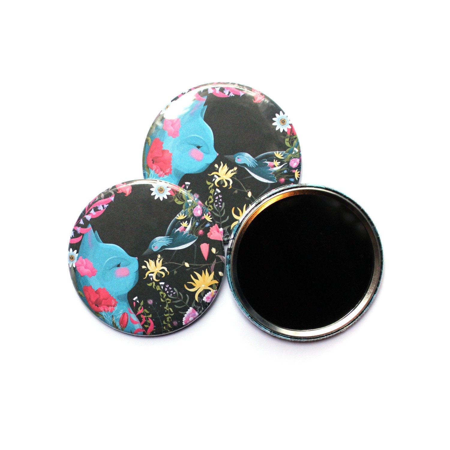 Cat Bird pocket mirror