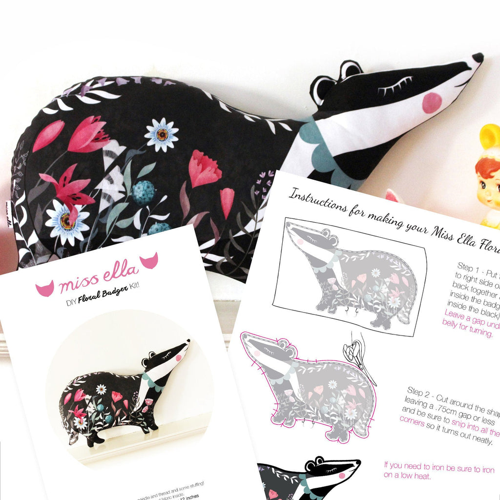 Floral Badger Cushion DIY KIT