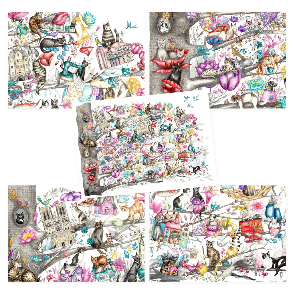 Large Cat Tree postcards - set of 5