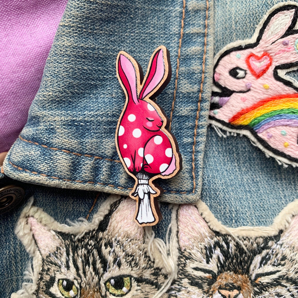 Bunny Mushroom Brooch