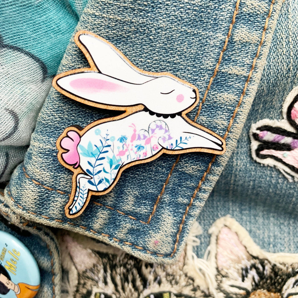Floral Rabbit Brooch