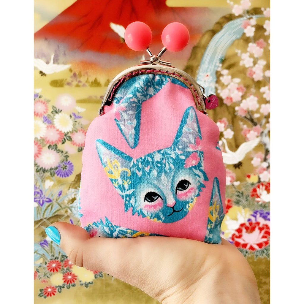 DIY KIT - Pink Foral Cat Bobble Purse