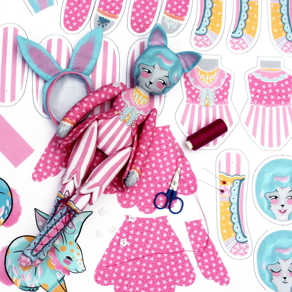 DIY Kit - Mewky the Circus Ringmaster Cat Bunny - FREE UK SHIPPING