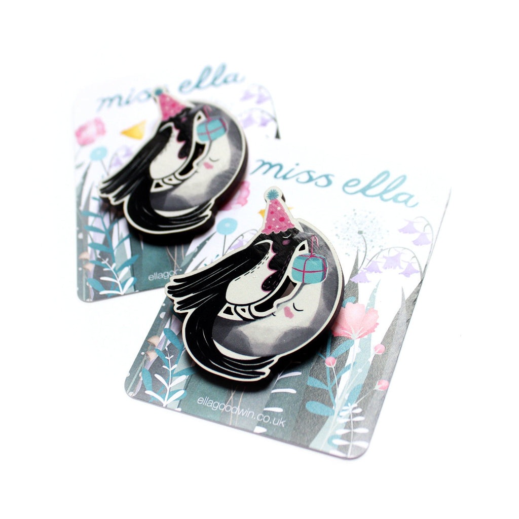 Magpie Moon Brooch