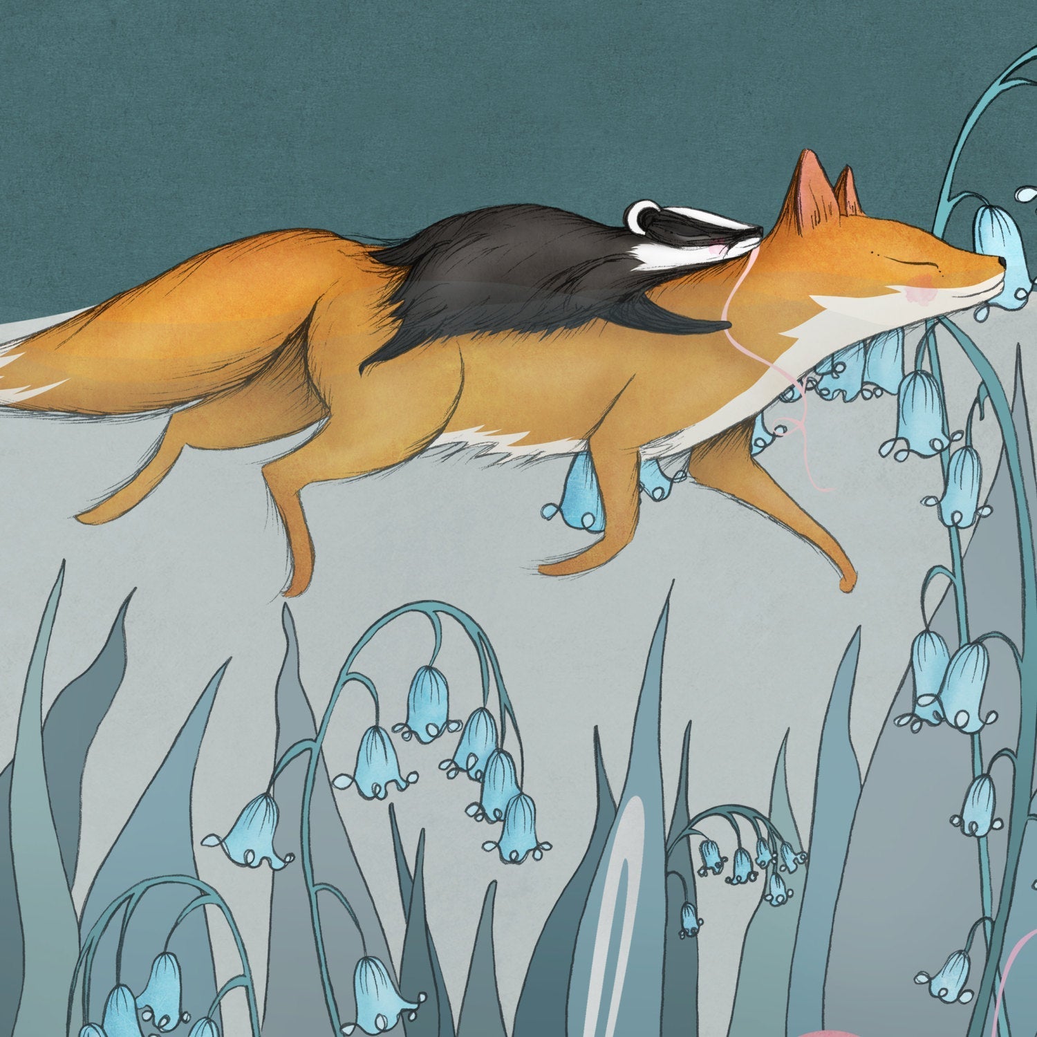 Fox and Badger Print