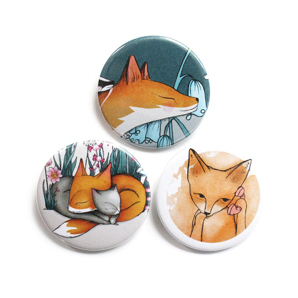 Fox Badges/Fridge Magnets