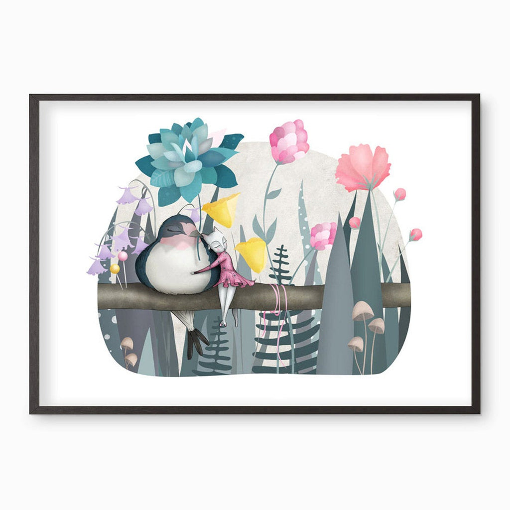 Thumbelina Cat and Swallow Print