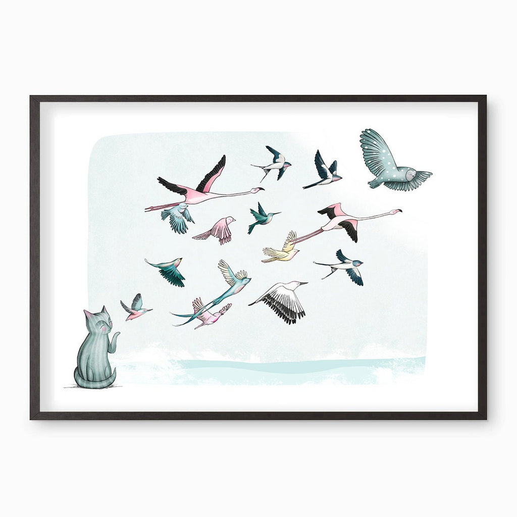 Cat Birds Print - "Freedom"