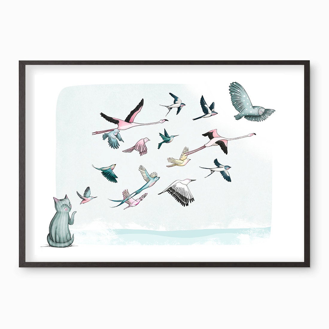 Cat Birds Print - "Freedom"
