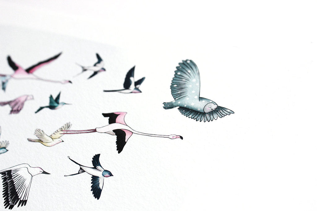 Cat Birds Print - "Freedom"