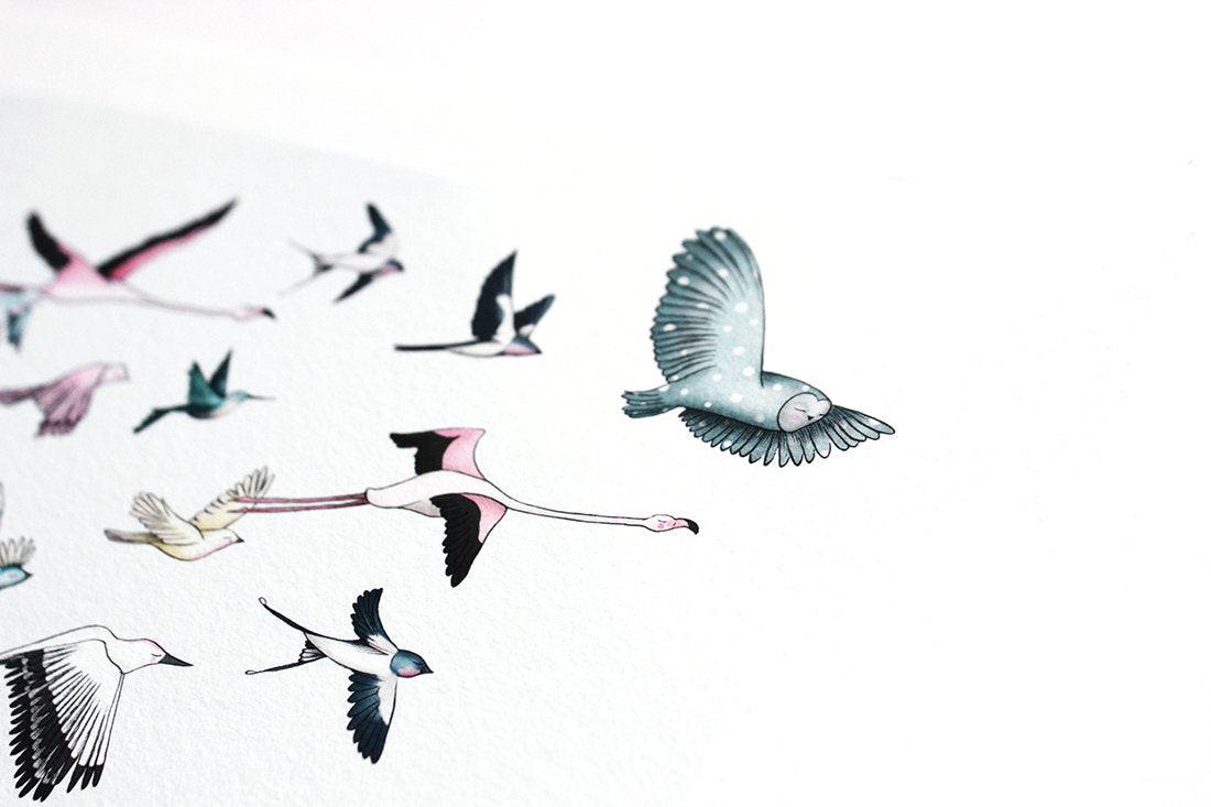 Cat Birds Print - "Freedom"