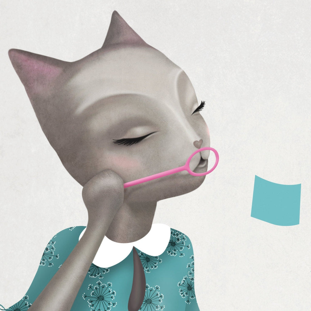 Origami Bubbles Cat Print