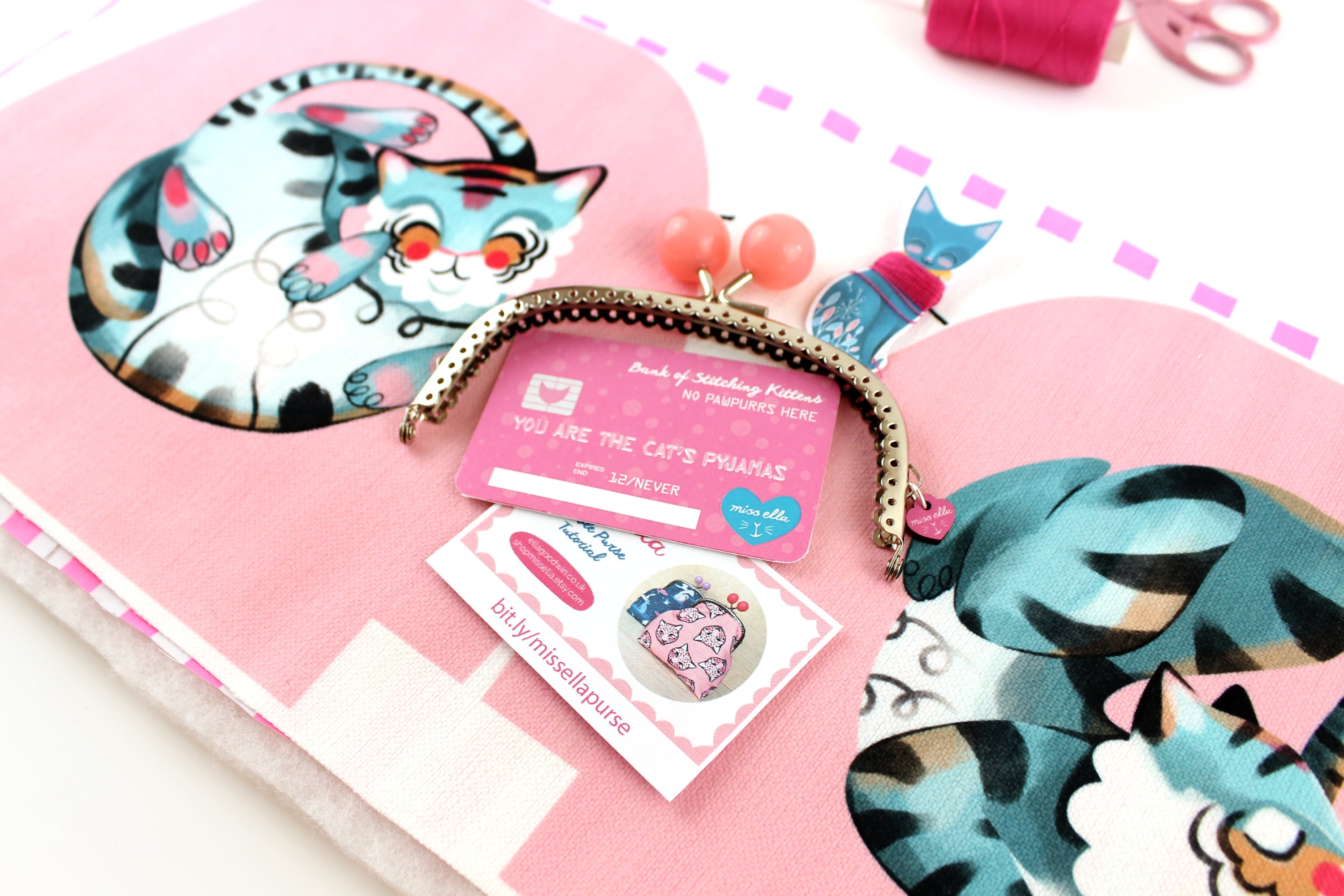 DIY KIT - Pink Meditating Tiger Bobble Purse