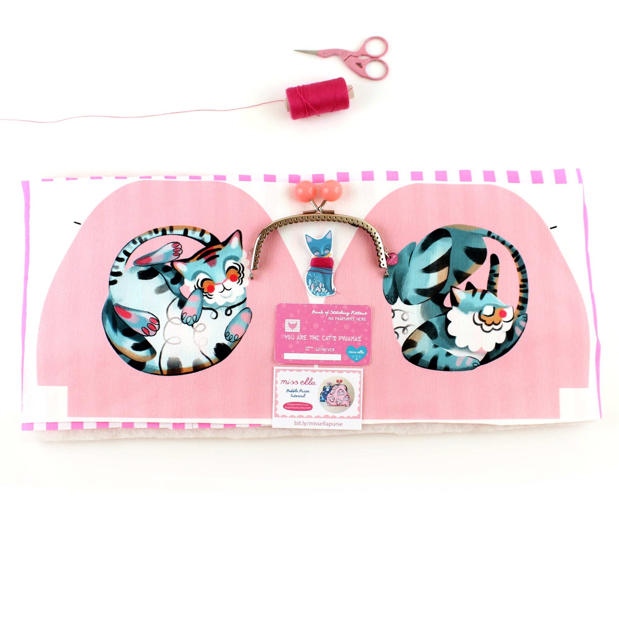DIY KIT - Pink Meditating Tiger Bobble Purse
