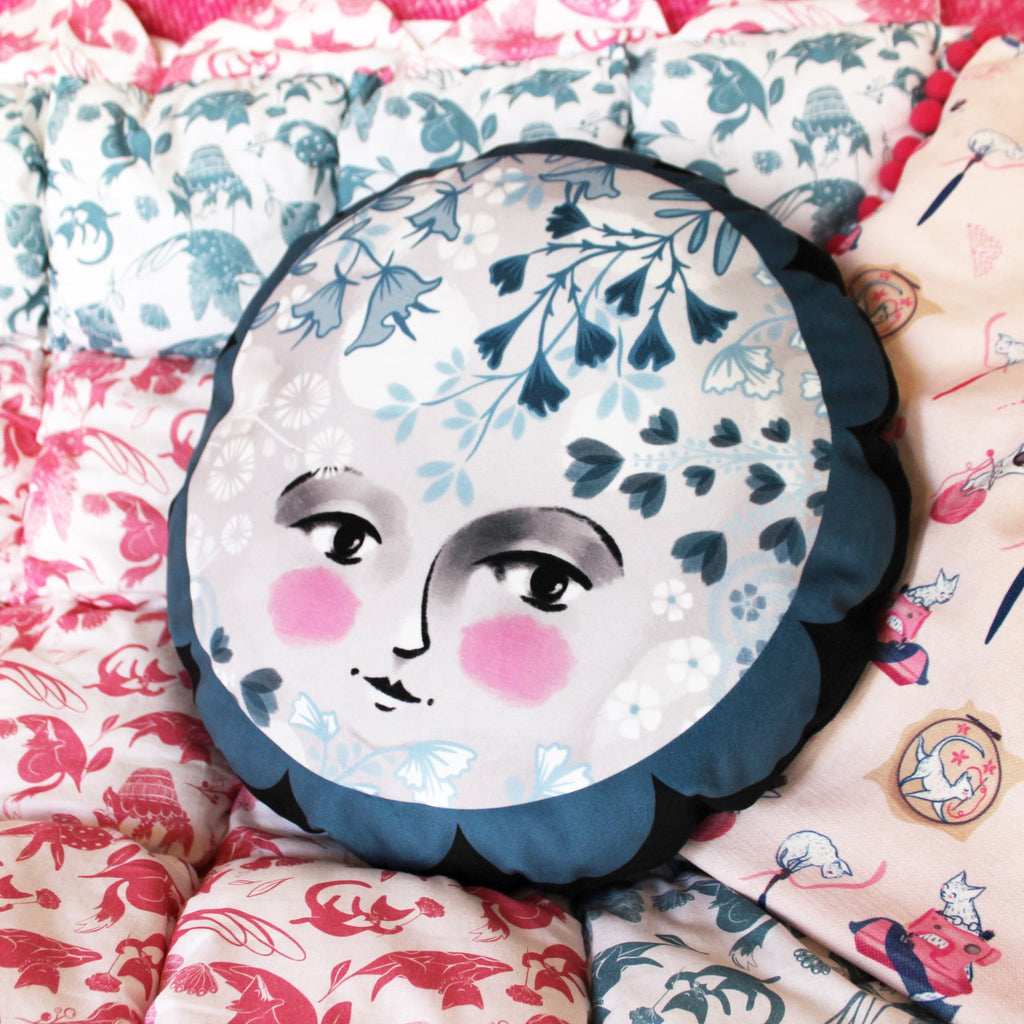 Moon Girl Cushion - Large velvet throw pillow