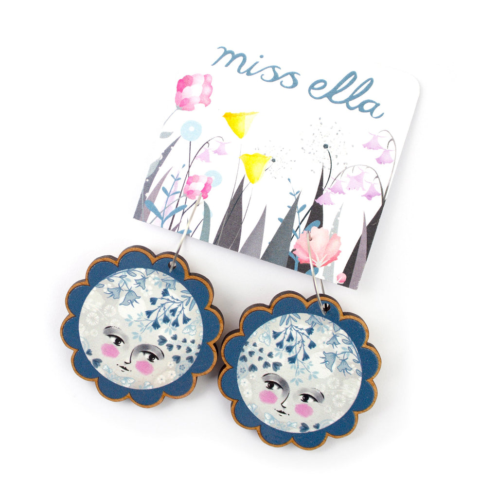 Moon Girl Earrings (Stainless steel hoops)