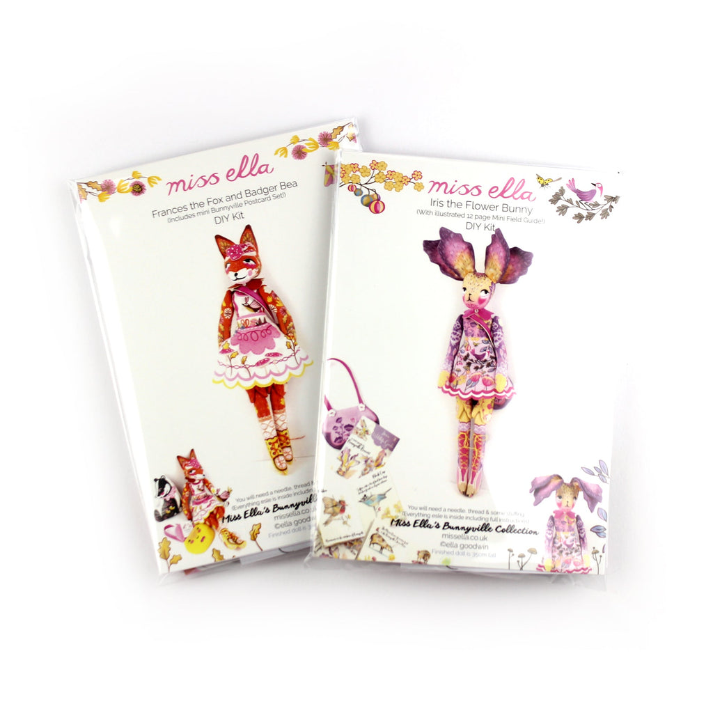 DIY Kit - Iris the Flower Bunny with 12 page Handmade Illustrated Mini Book - FREE UK SHIPPING