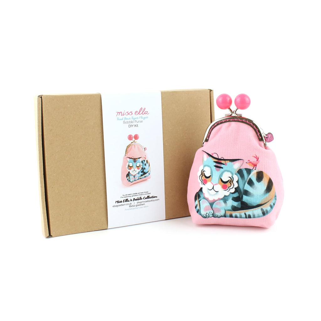 DIY KIT - Pink Meditating Tiger Bobble Purse