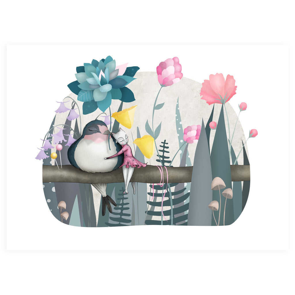 Thumbelina Cat and Swallow Print