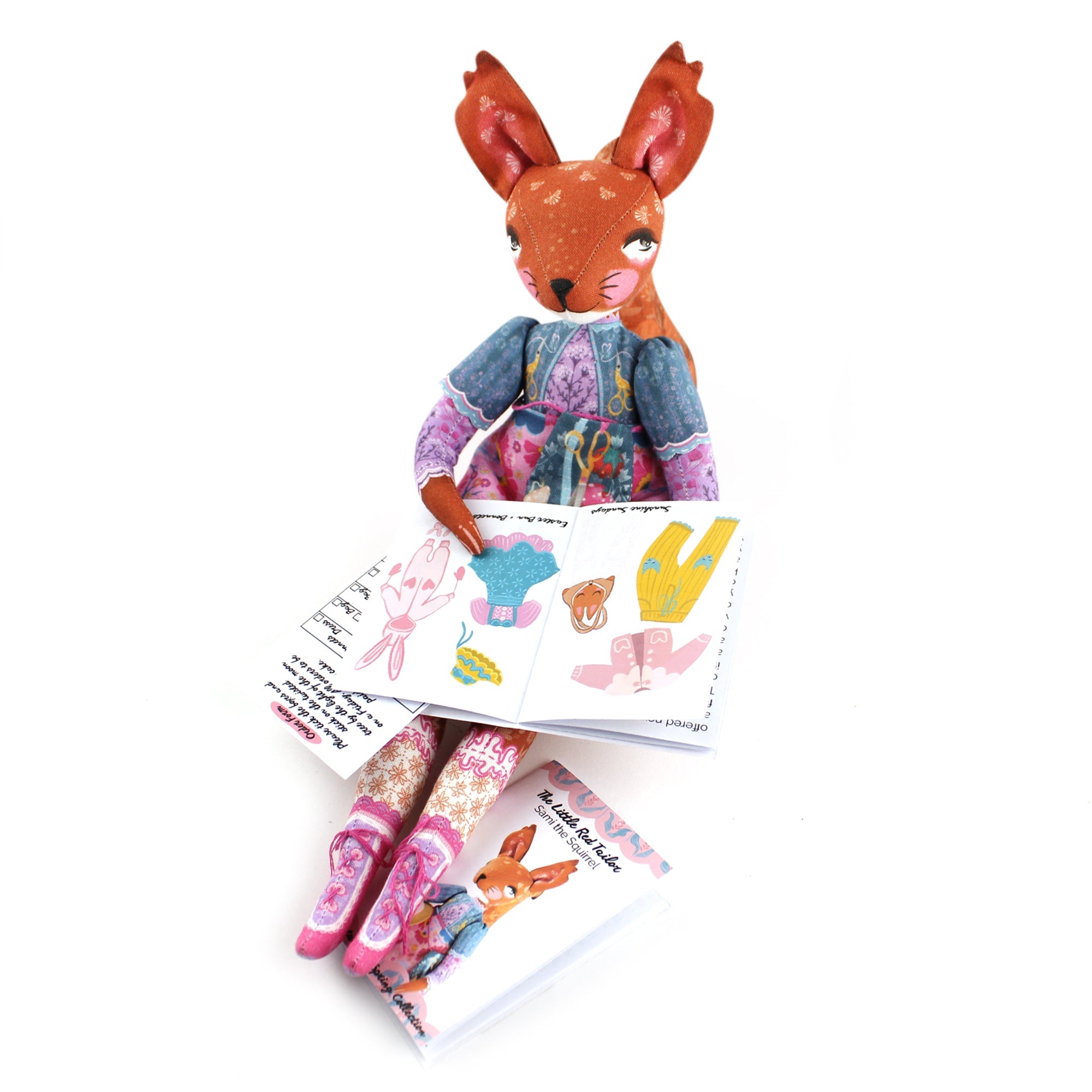 DIY Kit - Sami the Sewing Squirrel with 12 page Handmade Illustrated Mini Book - FREE UK SHIPPING